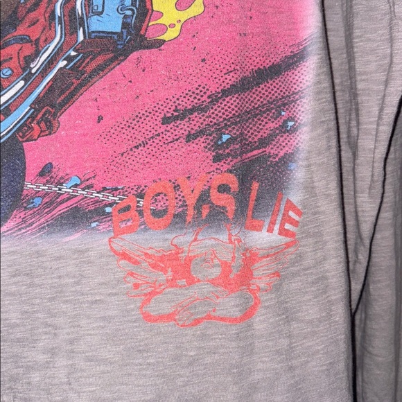 Boys Lie Gray Long Sleeve shirt with round neckline - girl on motorcycle design - Picture 4 of 8